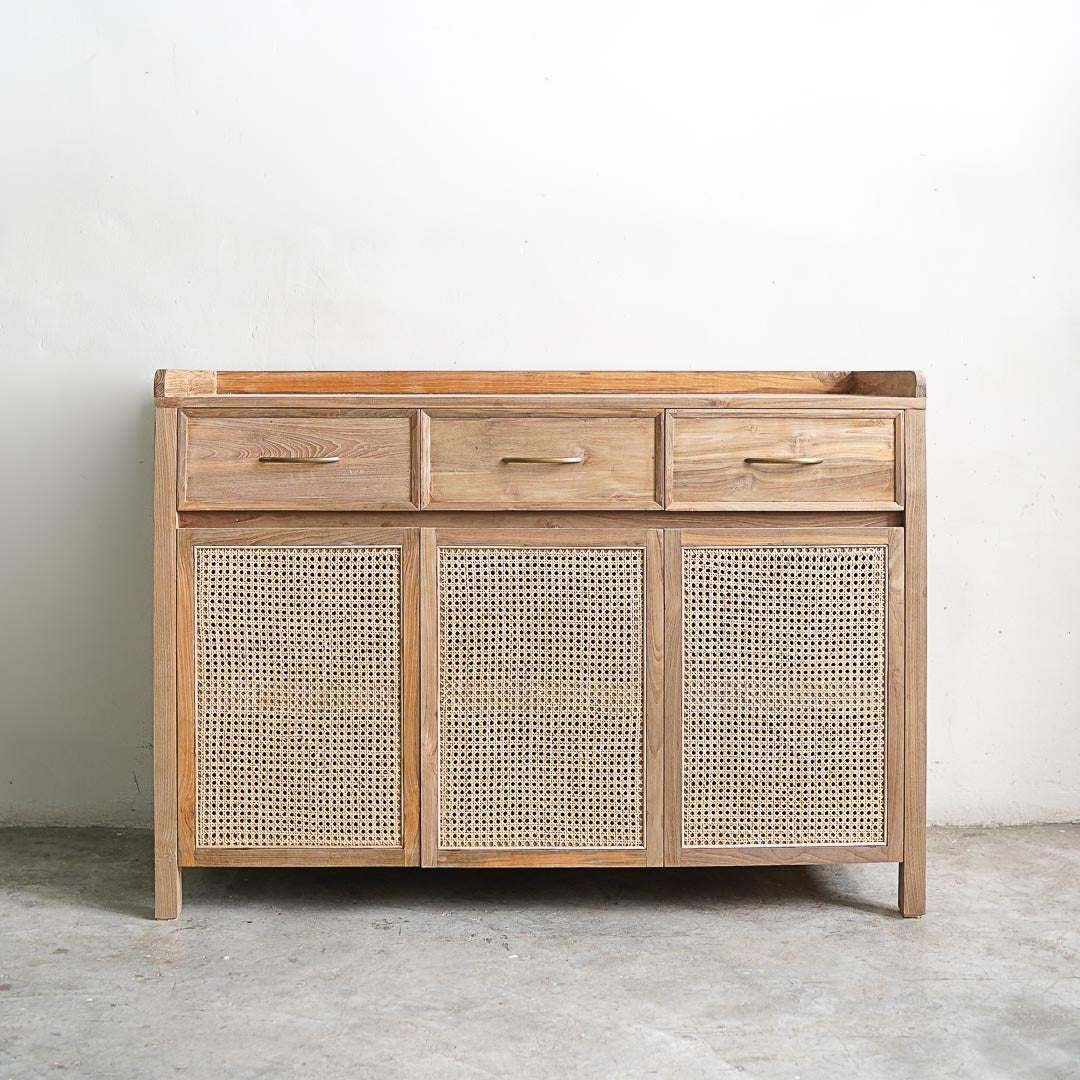 rattan buffet with raised lip