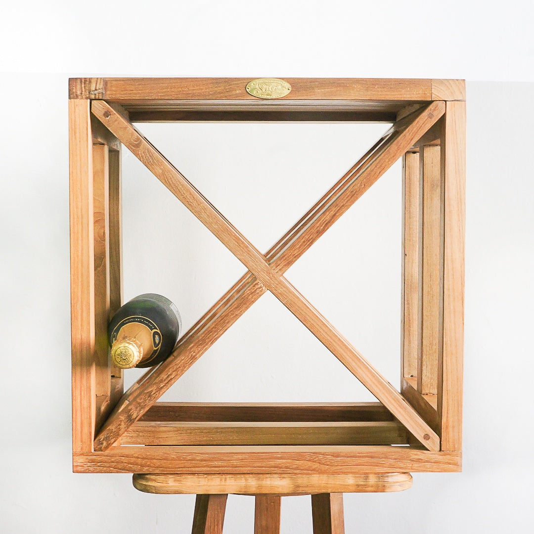 teak wood stackable wine rack