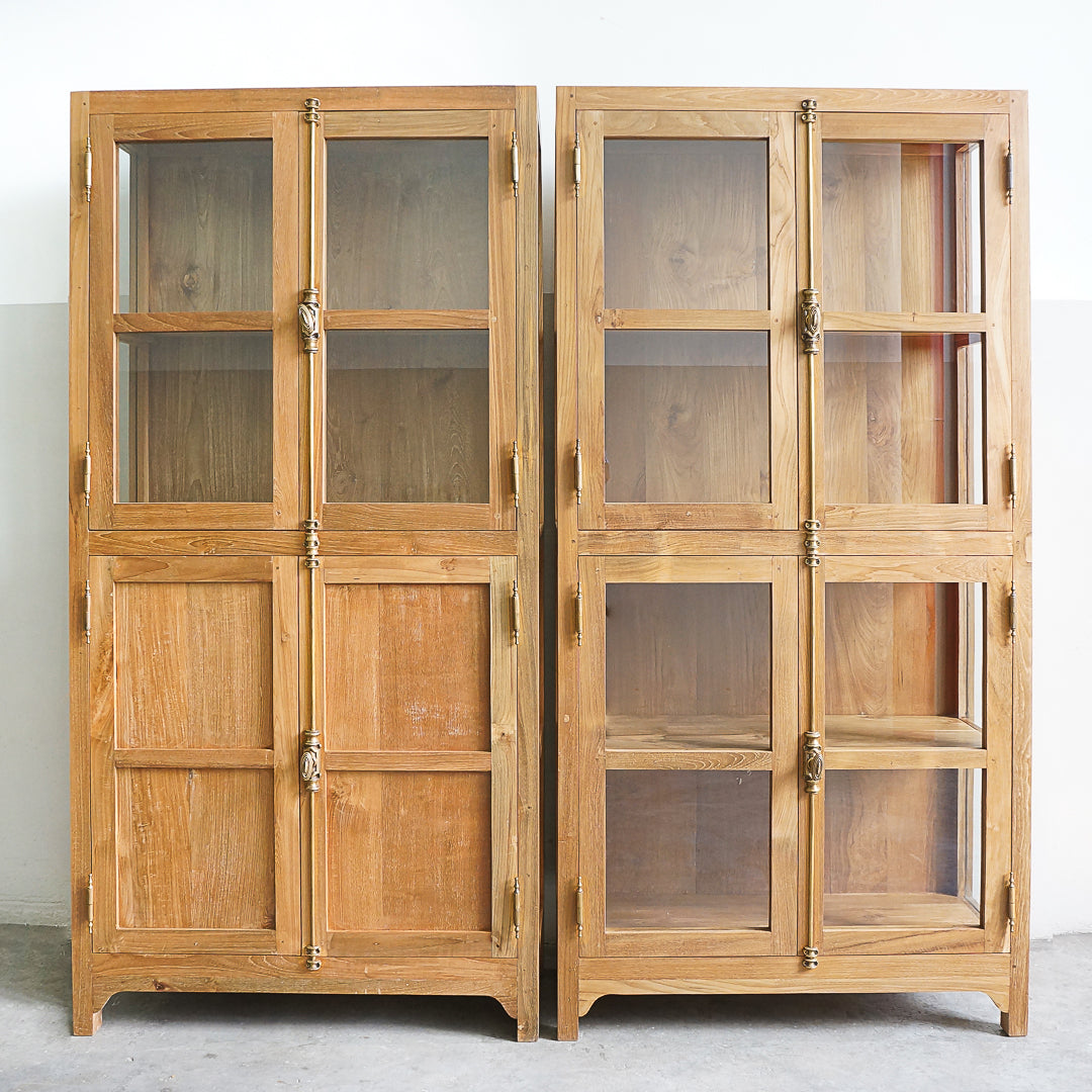 wood and glass display cabinet