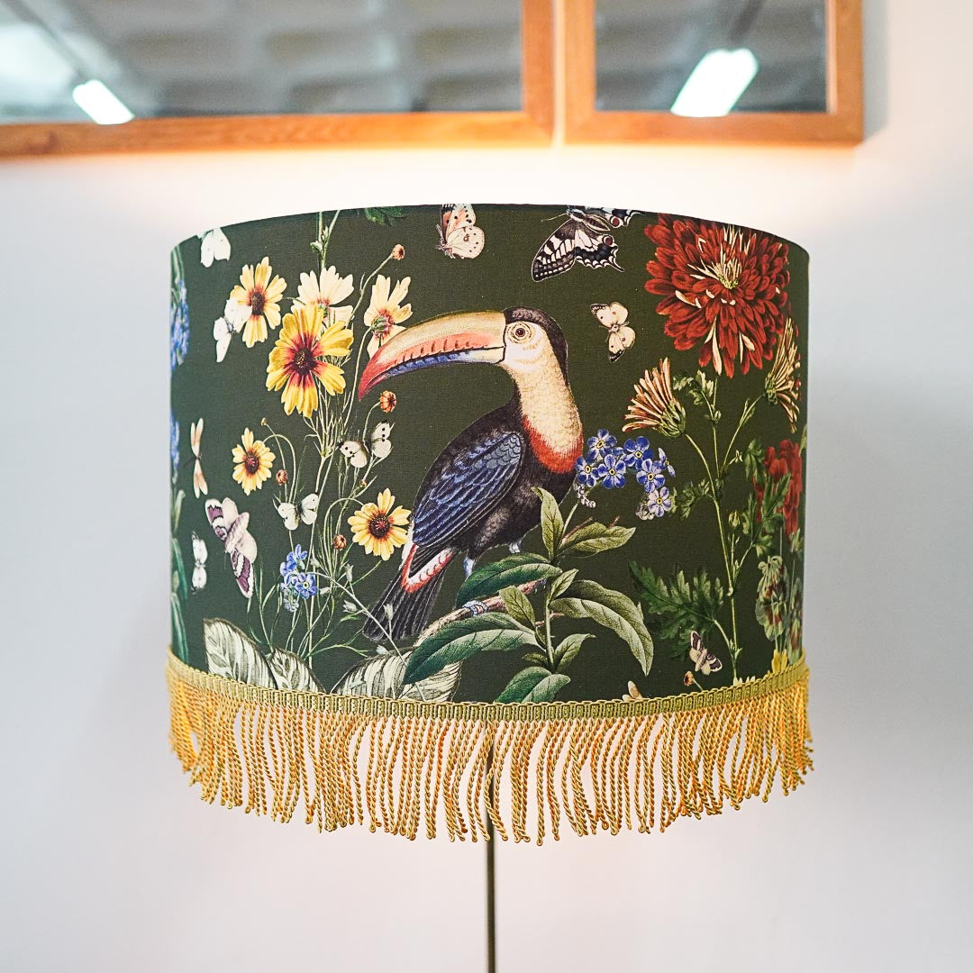 Custom made lampshade in Singapore with birds and flowers