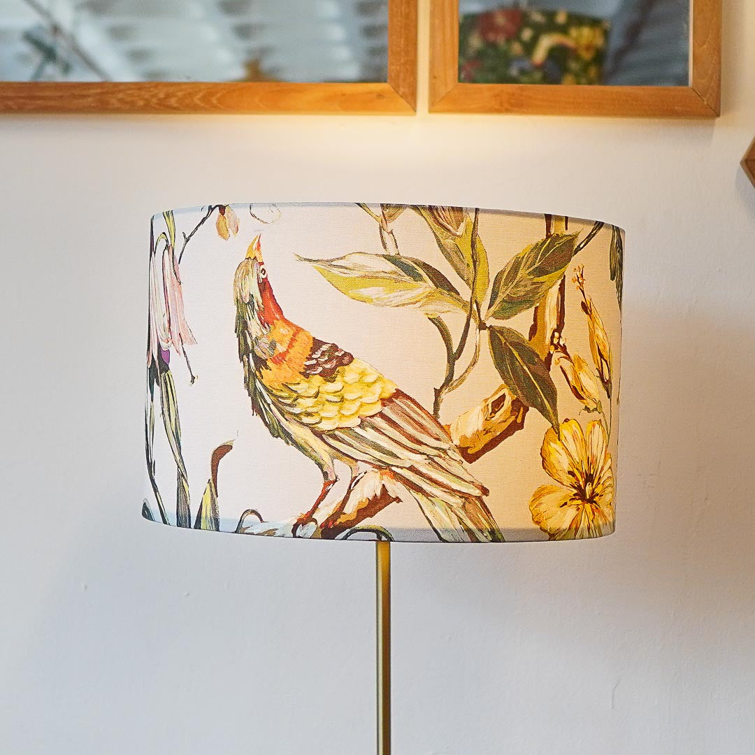 Custom made lampshade in Singapore with birds and flowers
