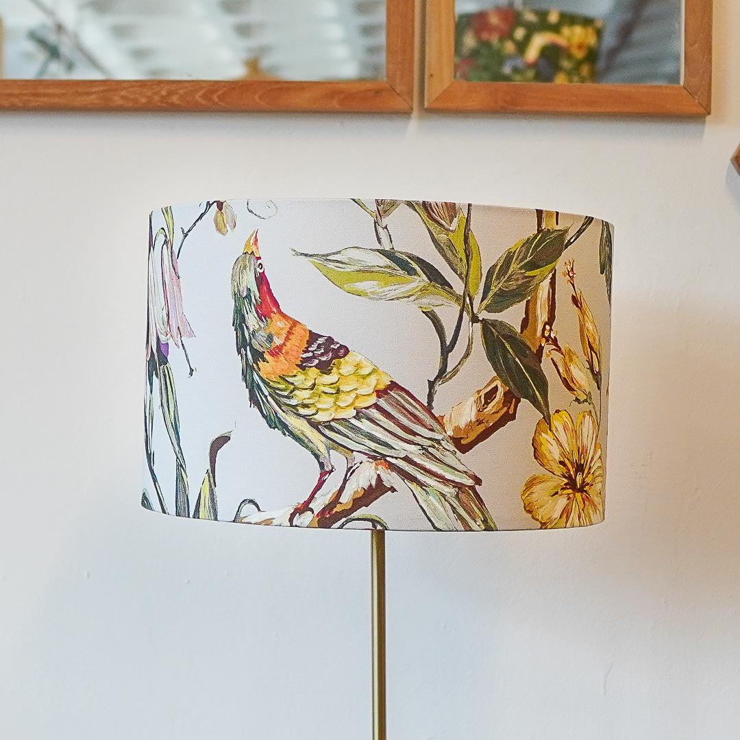 Custom made lampshade in Singapore with birds and flowers