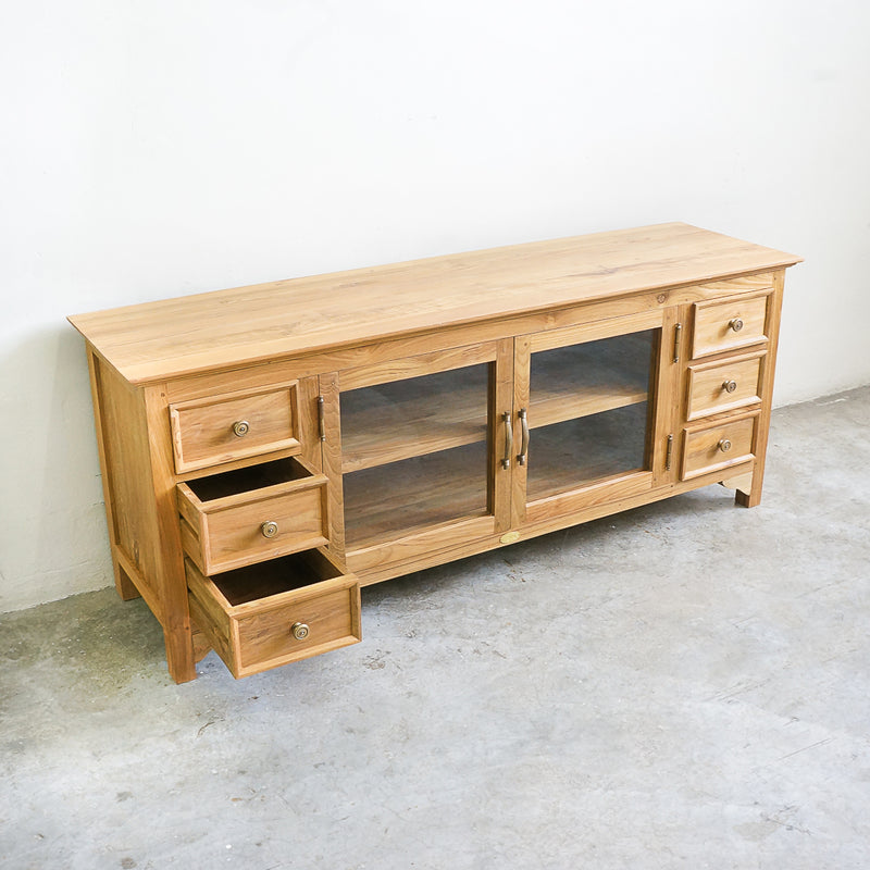 small teak tv console