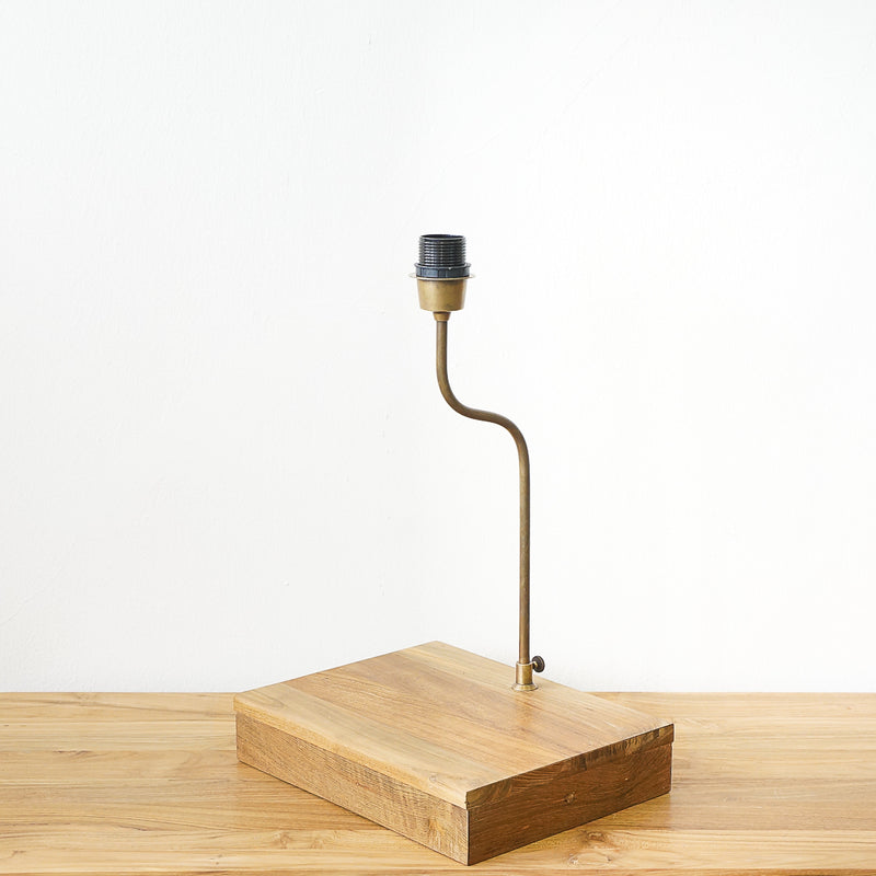 brass and teak table lamp