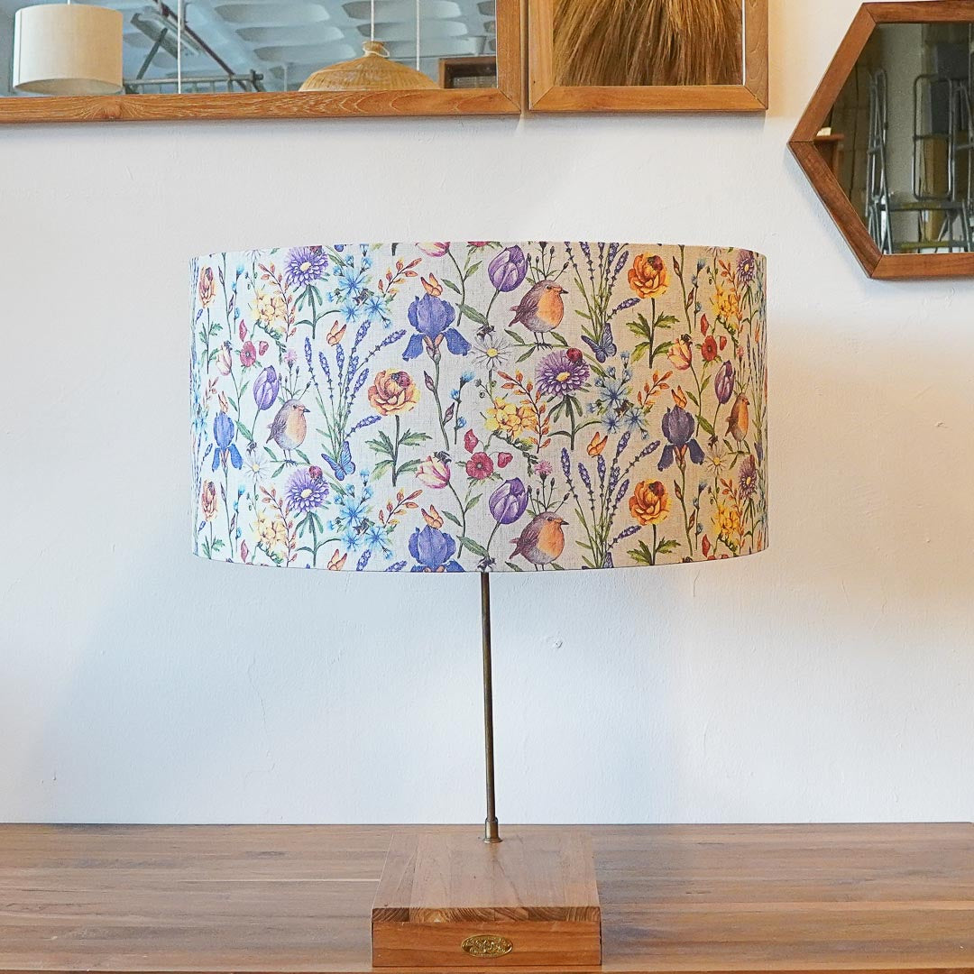 Custom made lampshade in Singapore with birds and flowers