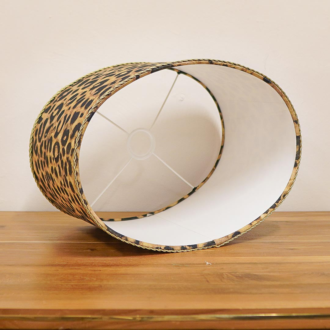 Oval lampshade in Singapore with leopard prints